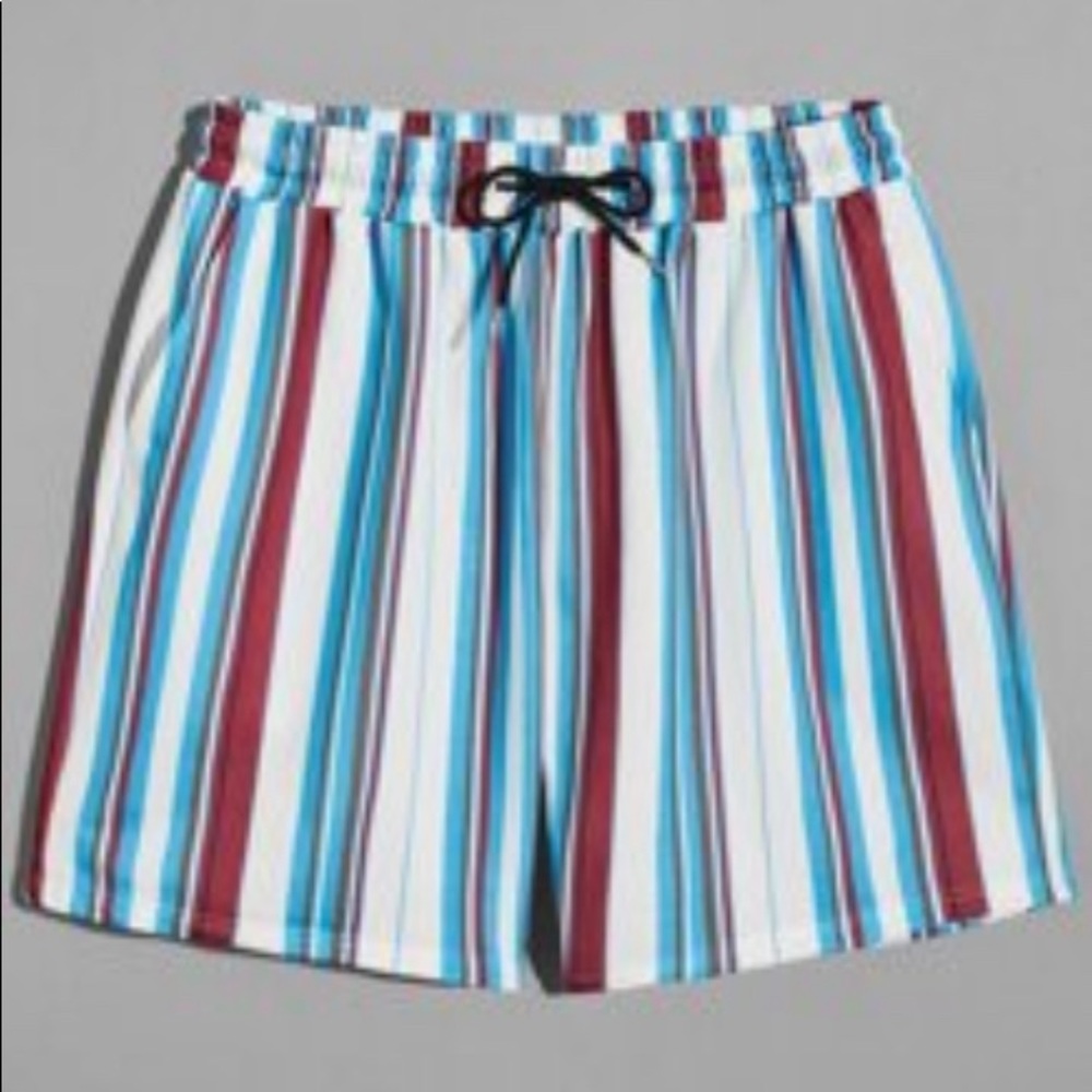 SHEIN Blue and White Athletic Shorts with Stripes
